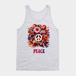 Vintage hippie sixties peace and love pattern Tank Top